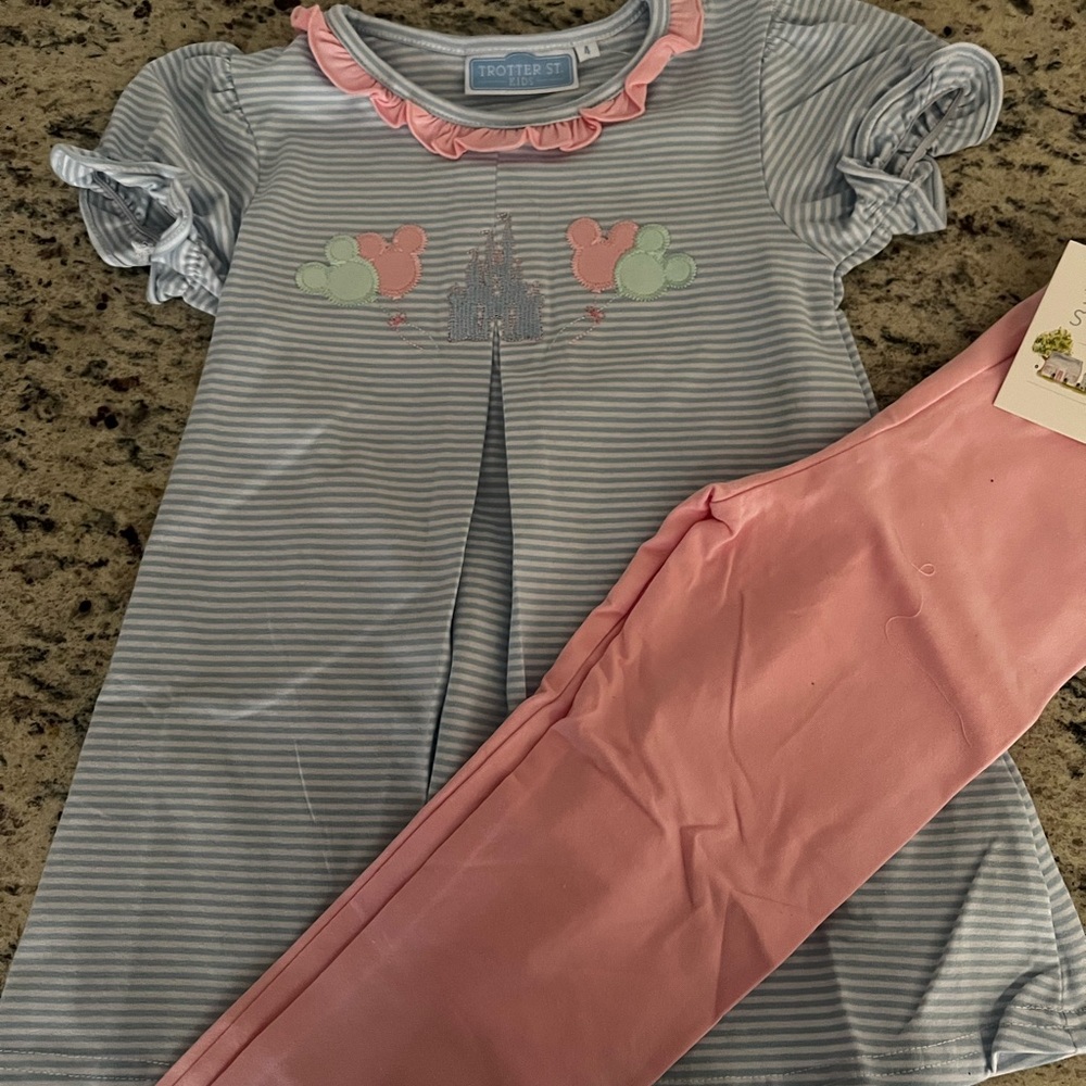 Disney Striped Blue and Pink Kids Legging Set